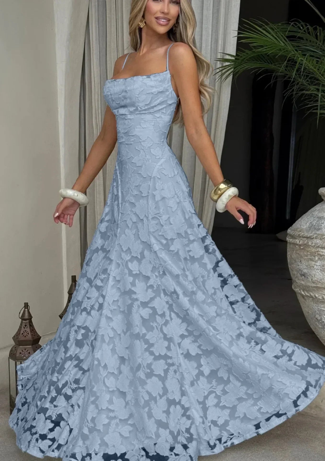 Women's Maxi Dress with Lace-Up Detail