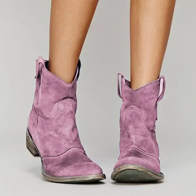 Women's Slip-On Vintage Cowboy Ankle Boots