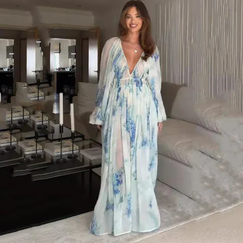 Nora | Women's Blue Ocean Maxi Dress