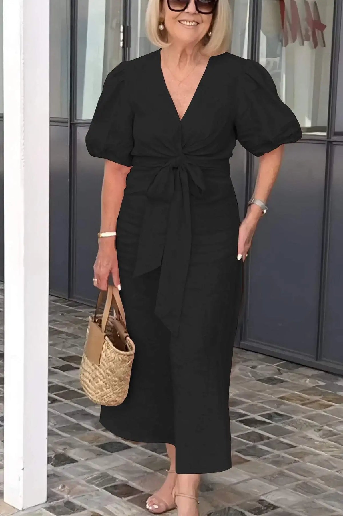 Natasha | Women's Elegant V-Neck Midi Dress