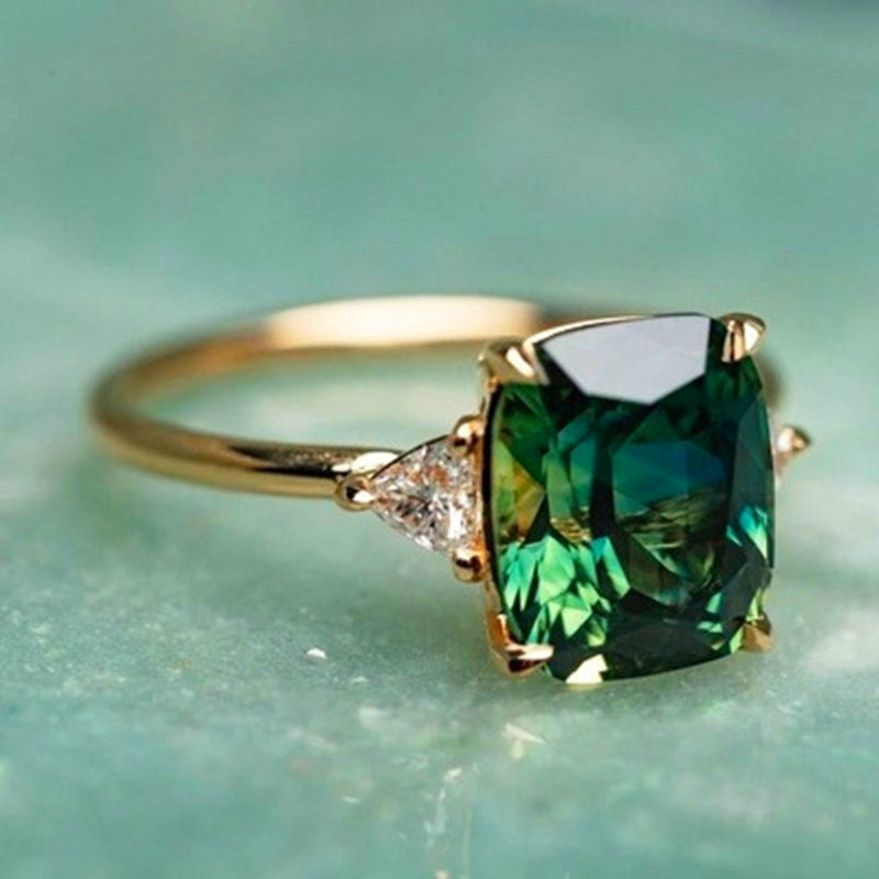Maricela | Green Zirconia Ring in Gold