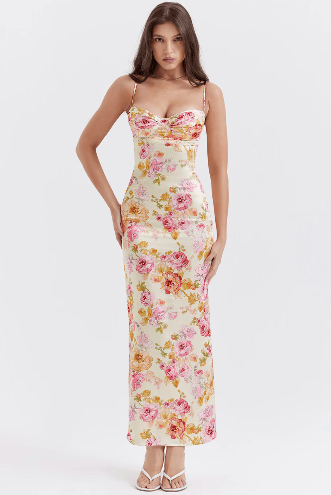 Selene | Women's Charming Spaghetti Strap Floral Maxi Dress
