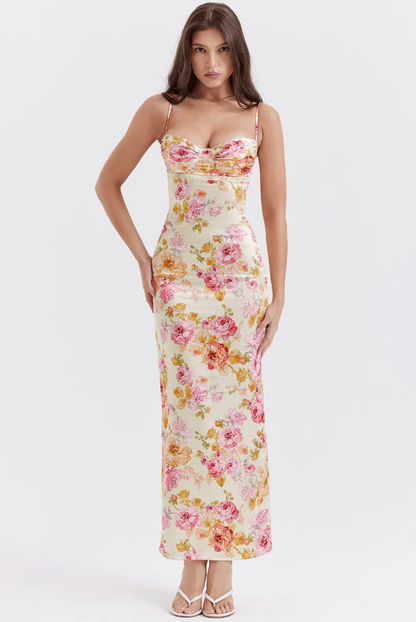 Selene | Women's Charming Spaghetti Strap Floral Maxi Dress