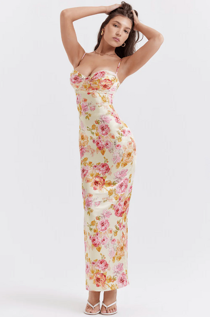 Selene | Women's Charming Spaghetti Strap Floral Maxi Dress