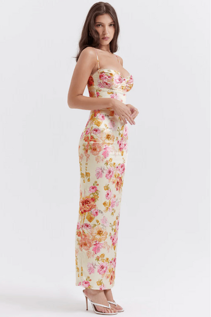Selene | Women's Charming Spaghetti Strap Floral Maxi Dress