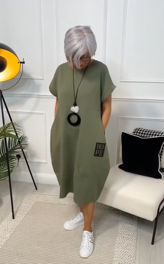 Zuzanna | Women's Airy Summer Midi Dress with Round Neckline