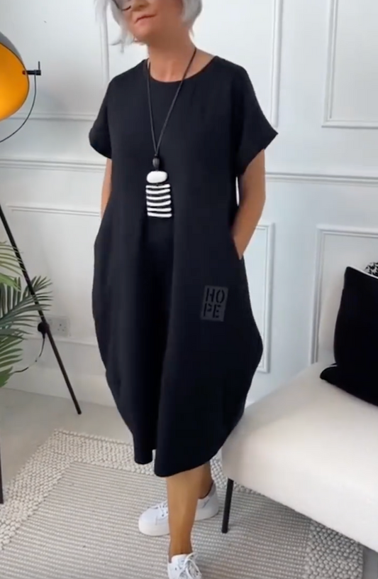 Zuzanna | Women's Airy Summer Midi Dress with Round Neckline