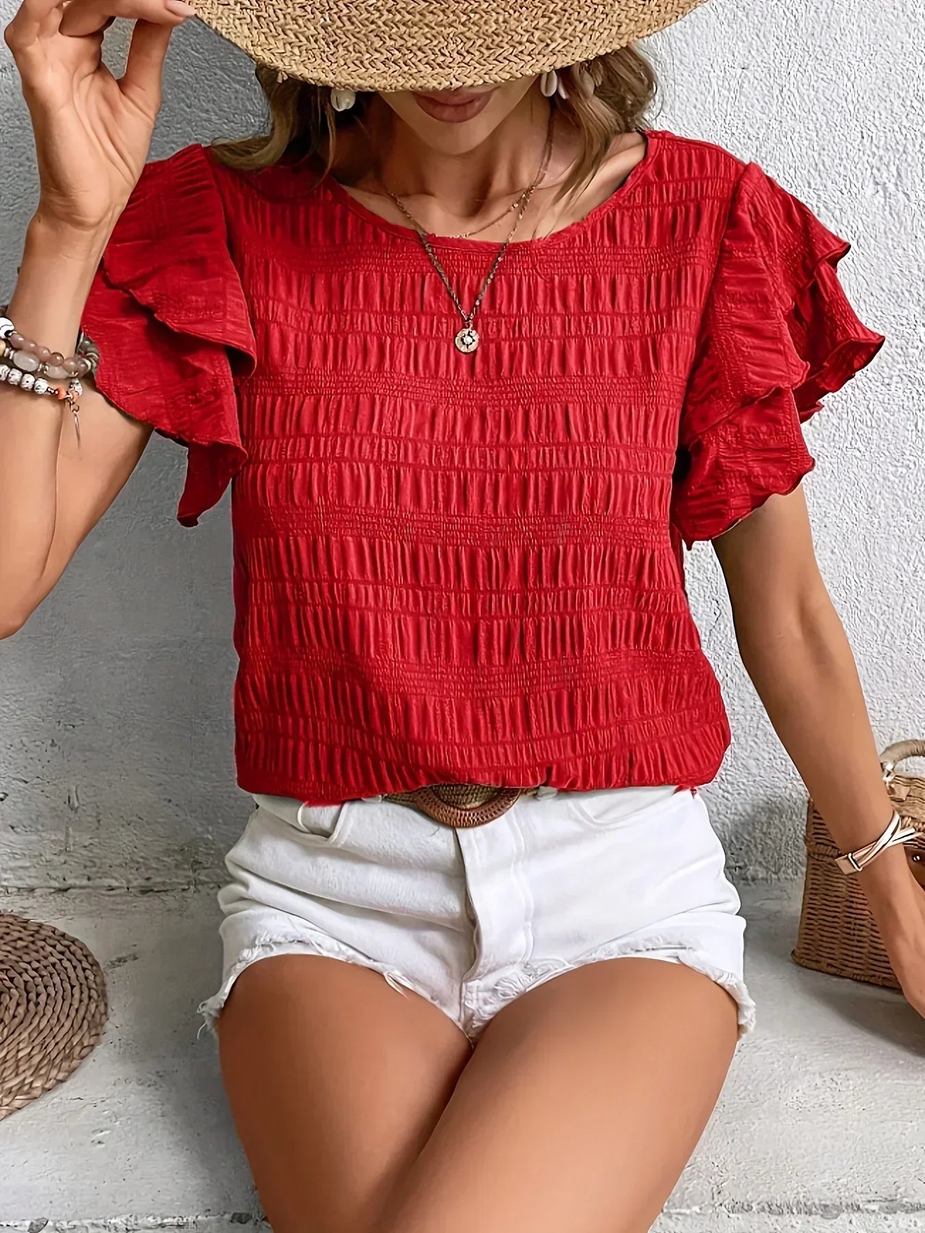 Charmaine | Women's Light & Breezy Blouse with Fun Ruffles
