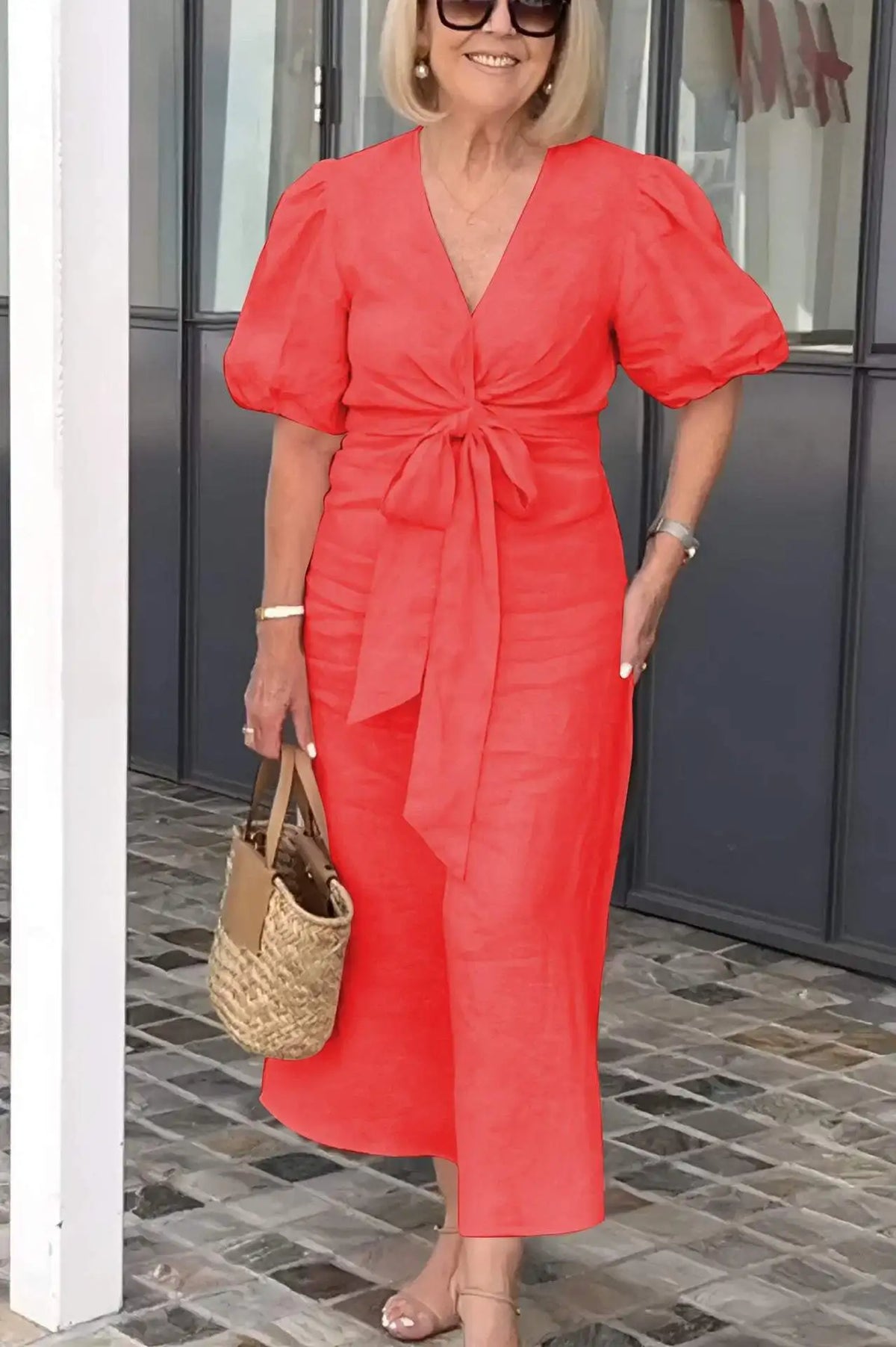 Natasha | Women's Elegant V-Neck Midi Dress