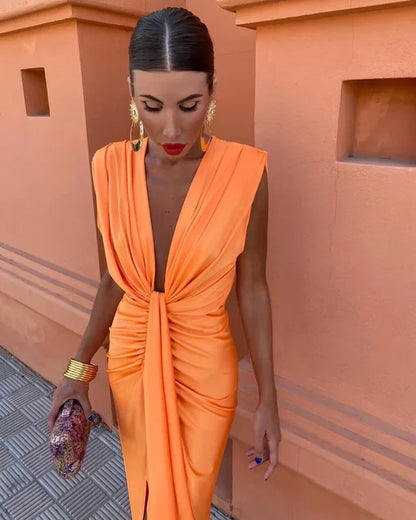 Isabella | Women's Evening Maxi Dress with Deep V-Neck
