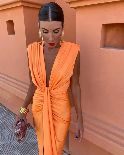 Isabelle | Women's Party Maxi Dress with Deep V-Neck
