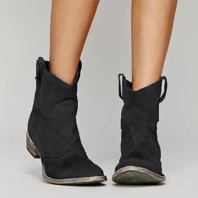 Women's Slip-On Vintage Cowboy Ankle Boots