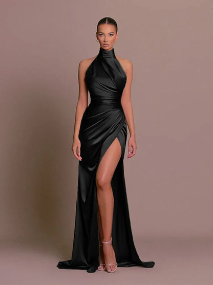 Livia | Women's Sleek Slit Gown with Side Slit