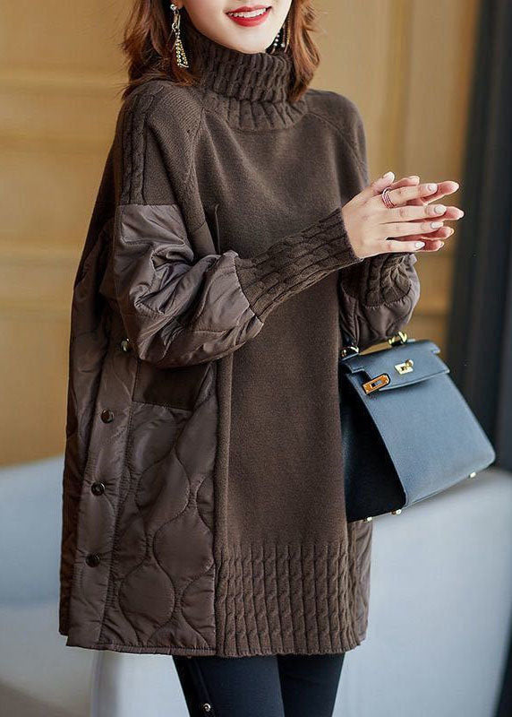 Hailey | Women's Longline Simple Turtleneck Patchwork Jumper