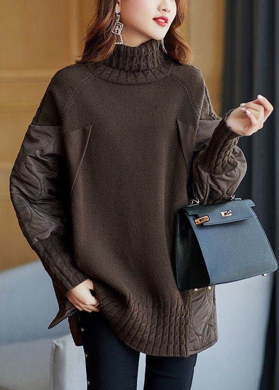 Hailey | Women's Longline Simple Turtleneck Patchwork Jumper