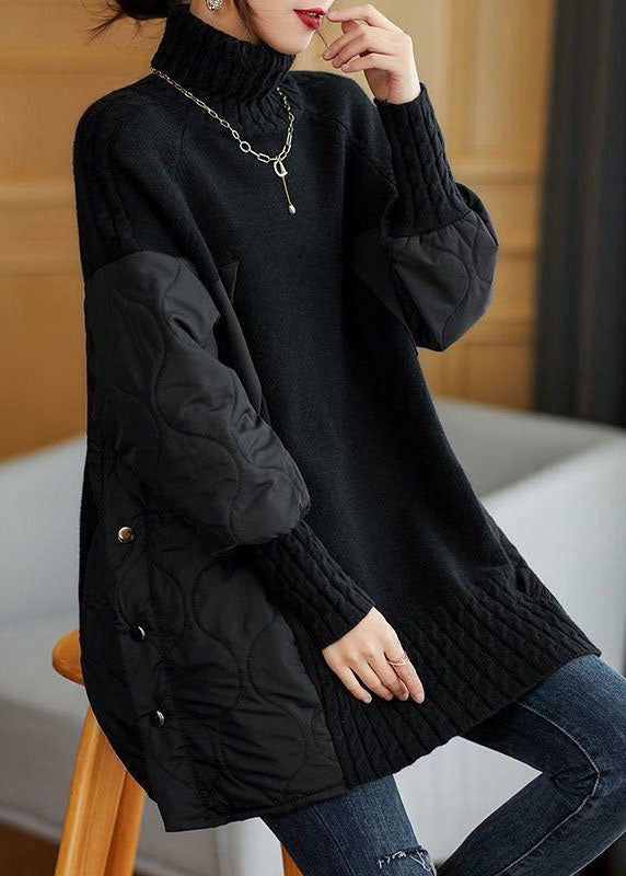 Hailey | Women's Longline Simple Turtleneck Patchwork Jumper