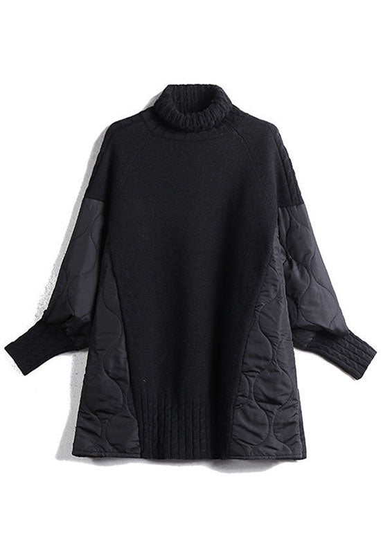 Hailey | Women's Longline Simple Turtleneck Patchwork Jumper