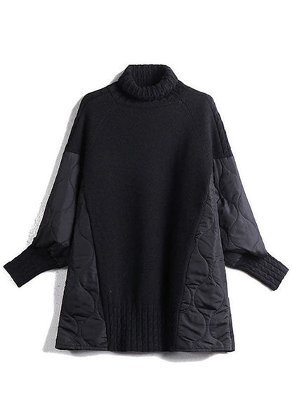Hailey | Women's Longline Simple Turtleneck Patchwork Jumper