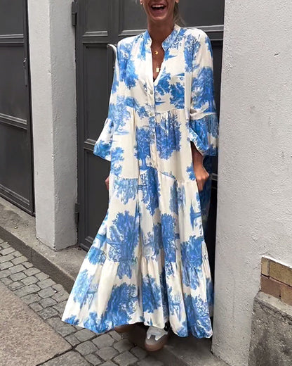 Diana | Women's Relaxed Comfy Patchwork Maxi Dress with Ruching