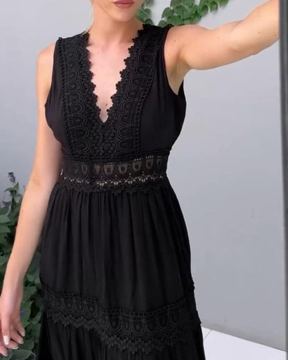Stella | Women's Comfy V-Neck Tank Midi Dress