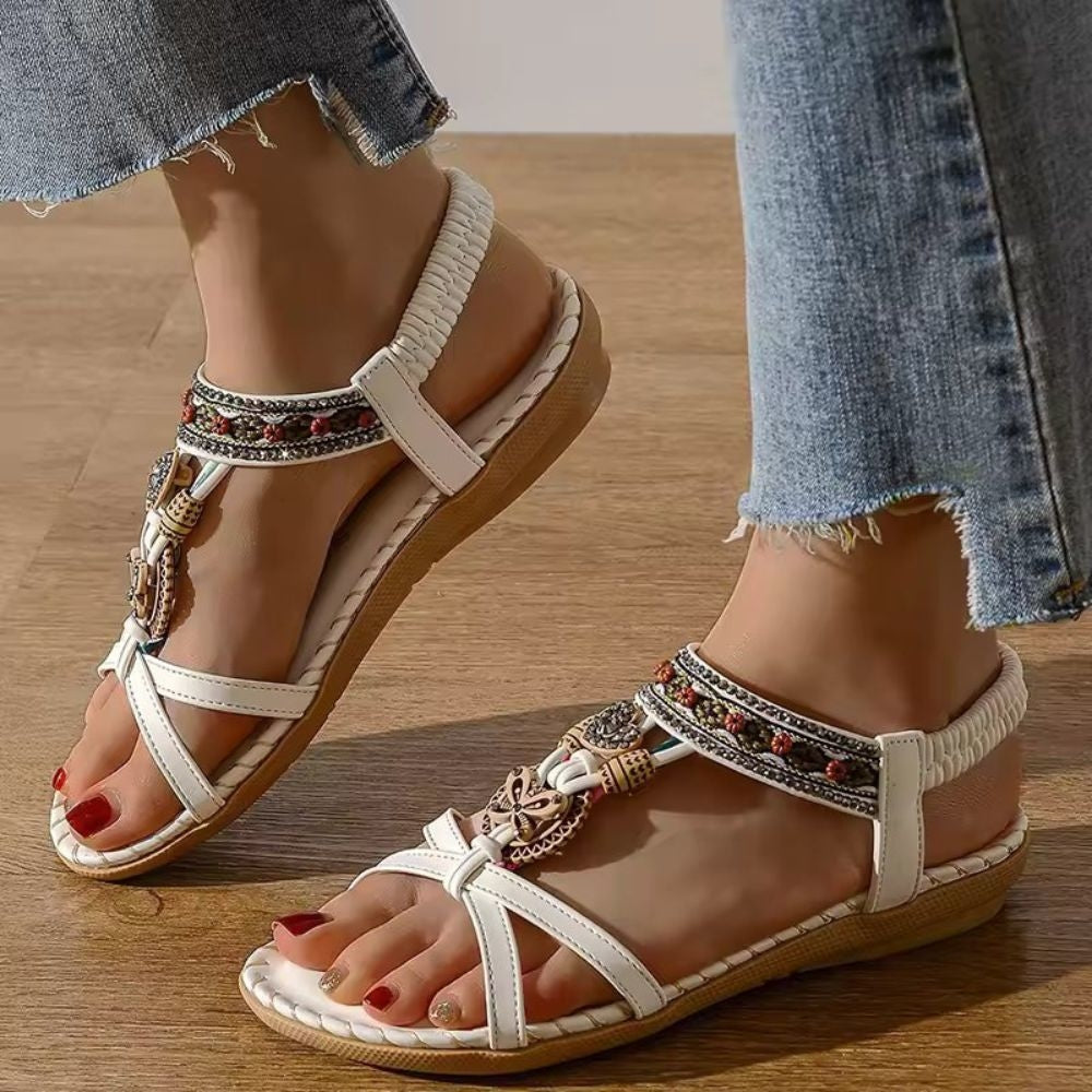Venice | Women's Cushioned Open-Toe Orthopedic Flat Boho Sandals with Arch Support