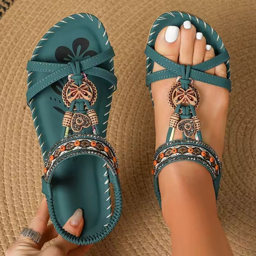 Venice | Women's Cushioned Open-Toe Orthopedic Flat Boho Sandals with Arch Support