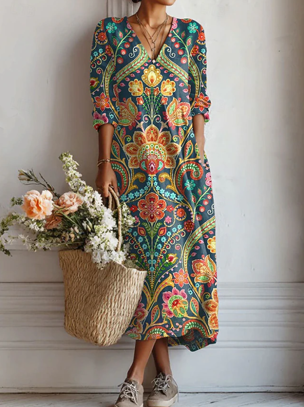 Lies | Women's Everyday Comfort Midi Dress with Pockets