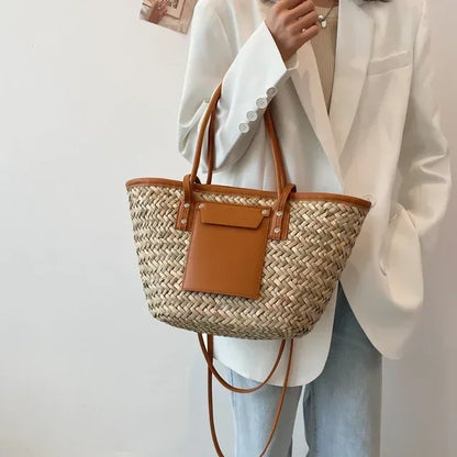Torborg | Elegant straw bag with accents