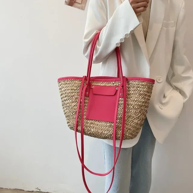 Torborg | Elegant straw bag with accents