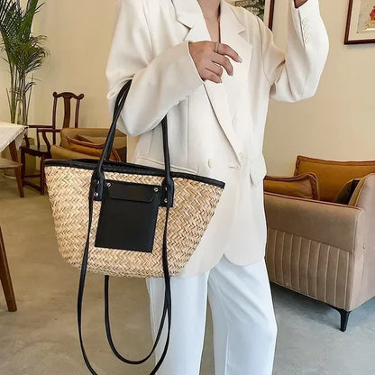 Torborg | Elegant straw bag with accents