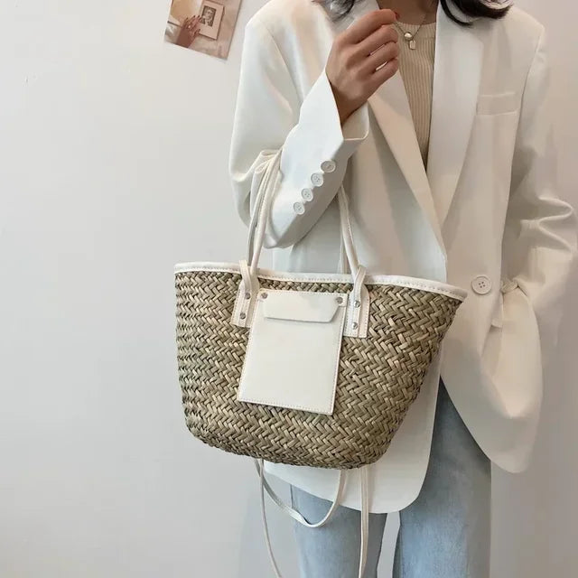 Torborg | Elegant straw bag with accents