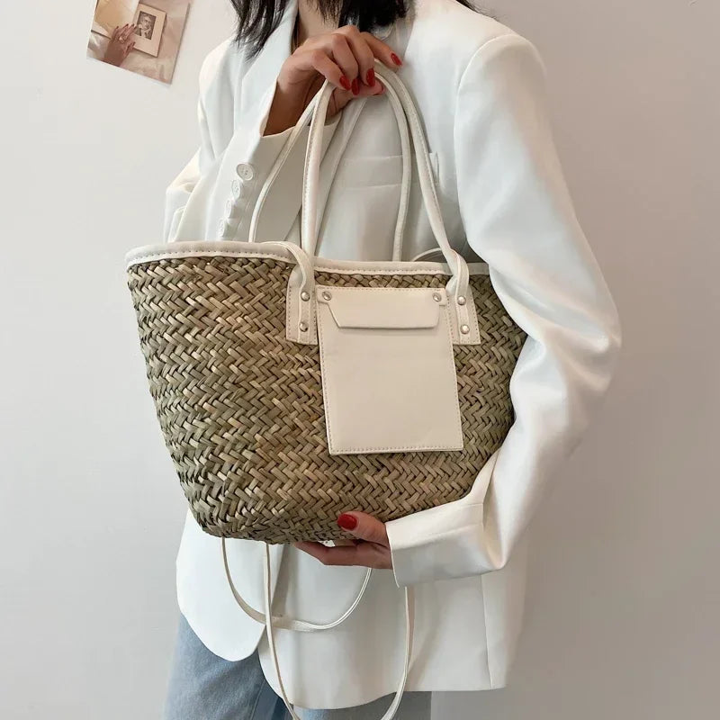Torborg | Elegant straw bag with accents