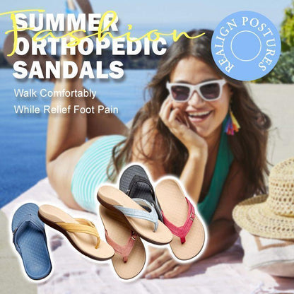Cushioned Open-Toe Orthopedic Arch Support Flip Flops for Women