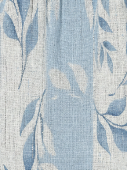 Solene | Women's Relaxed Sleeveless Blue Leaf Pattern Midi Dress