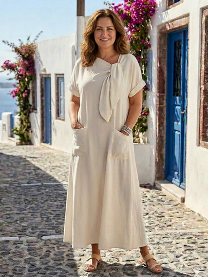 Elowyn | Women's Relaxed Round Neck Short Sleeve Pocket Maxi Dress