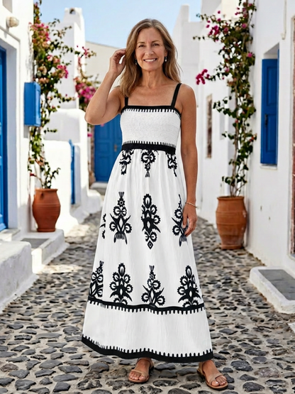 Odelina | Women's Sleeveless Smocked Bodice Maxi Dress with Smocking