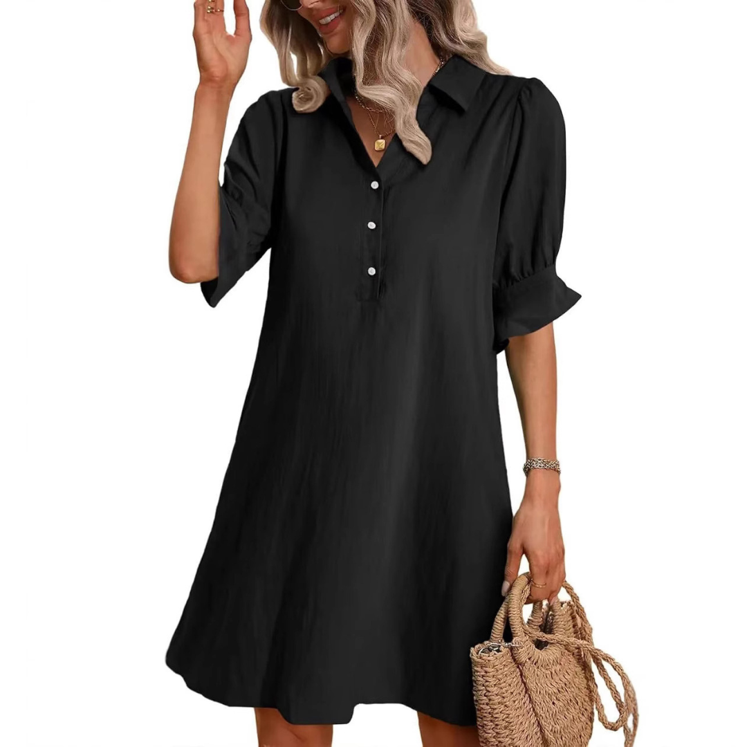 Franchesca | Women's Casual Button Down Shirt Midi Dress