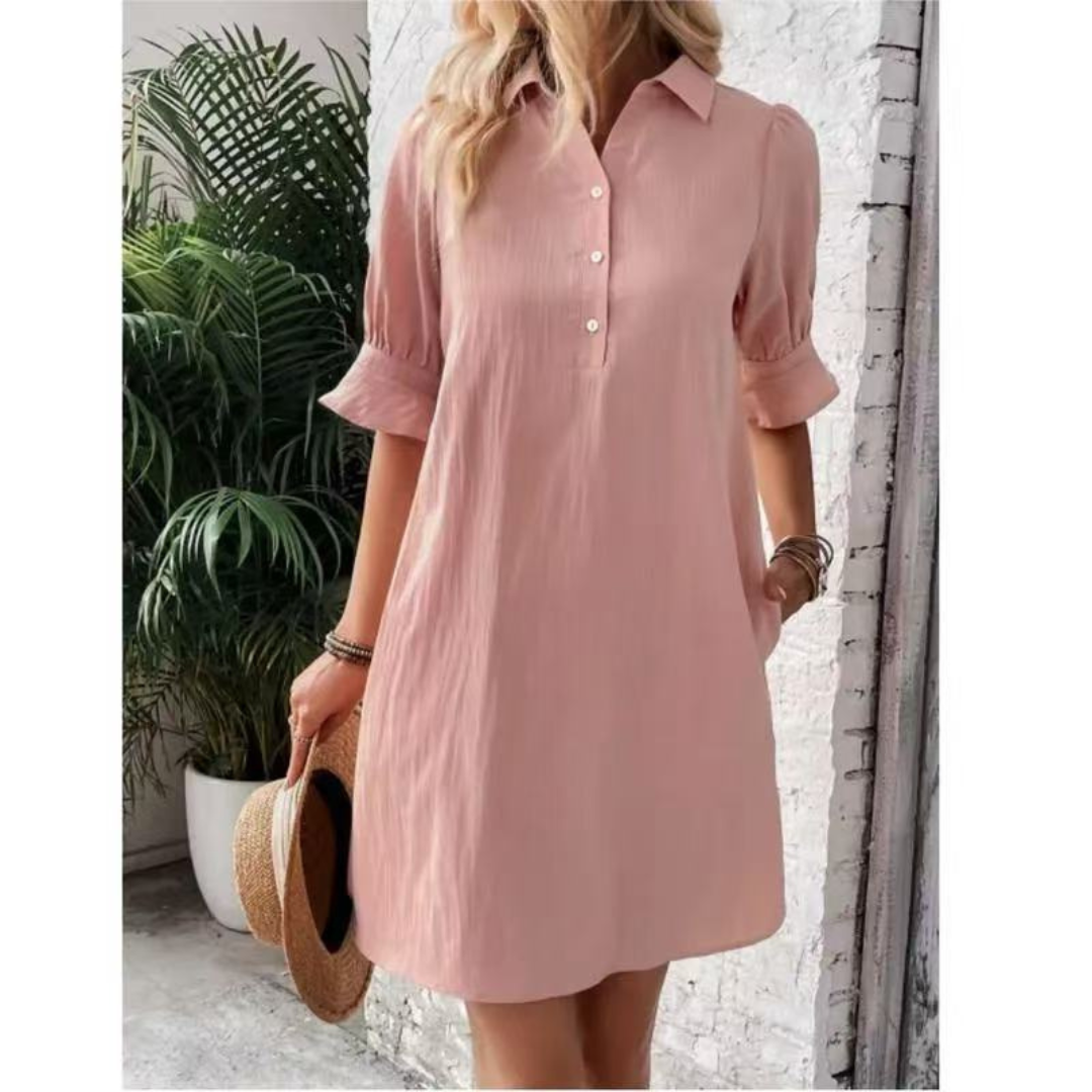 Franchesca | Women's Casual Button Down Shirt Midi Dress