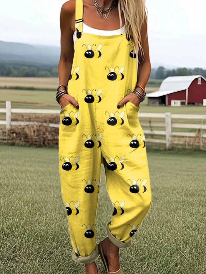 Women's Wide Leg Jumpsuit, Effortless Comfort & Stylish Floral Print with Pockets