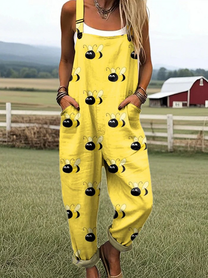 Women's Wide Leg Jumpsuit, Effortless Comfort & Stylish Floral Print with Pockets