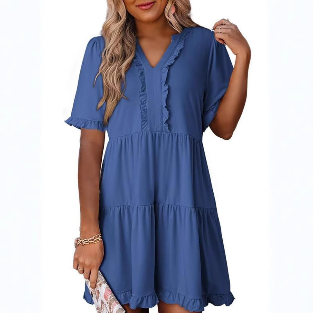 Shaila | Women's Relaxed Casual V-Neck Mini Dress