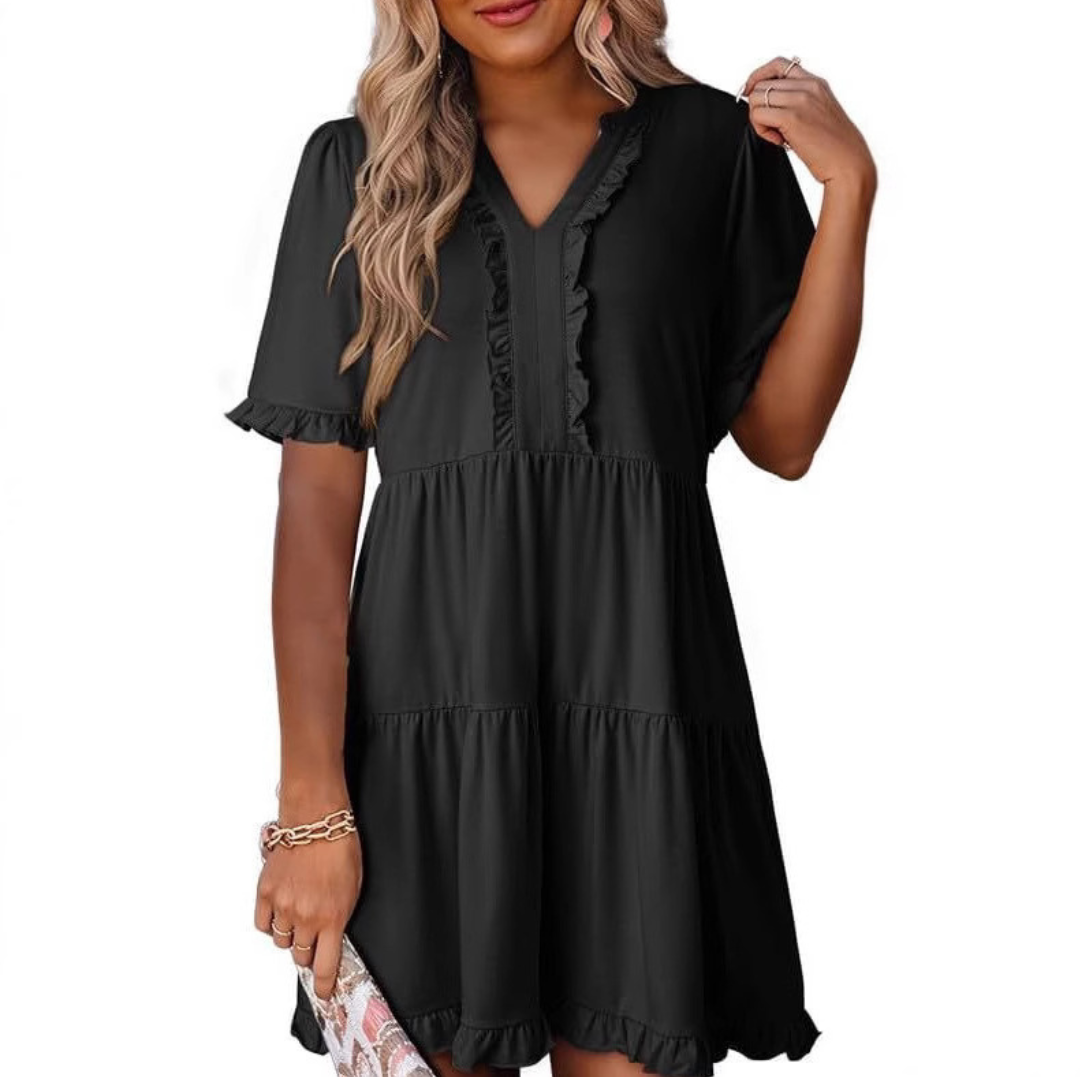 Shaila | Women's Relaxed Casual V-Neck Mini Dress