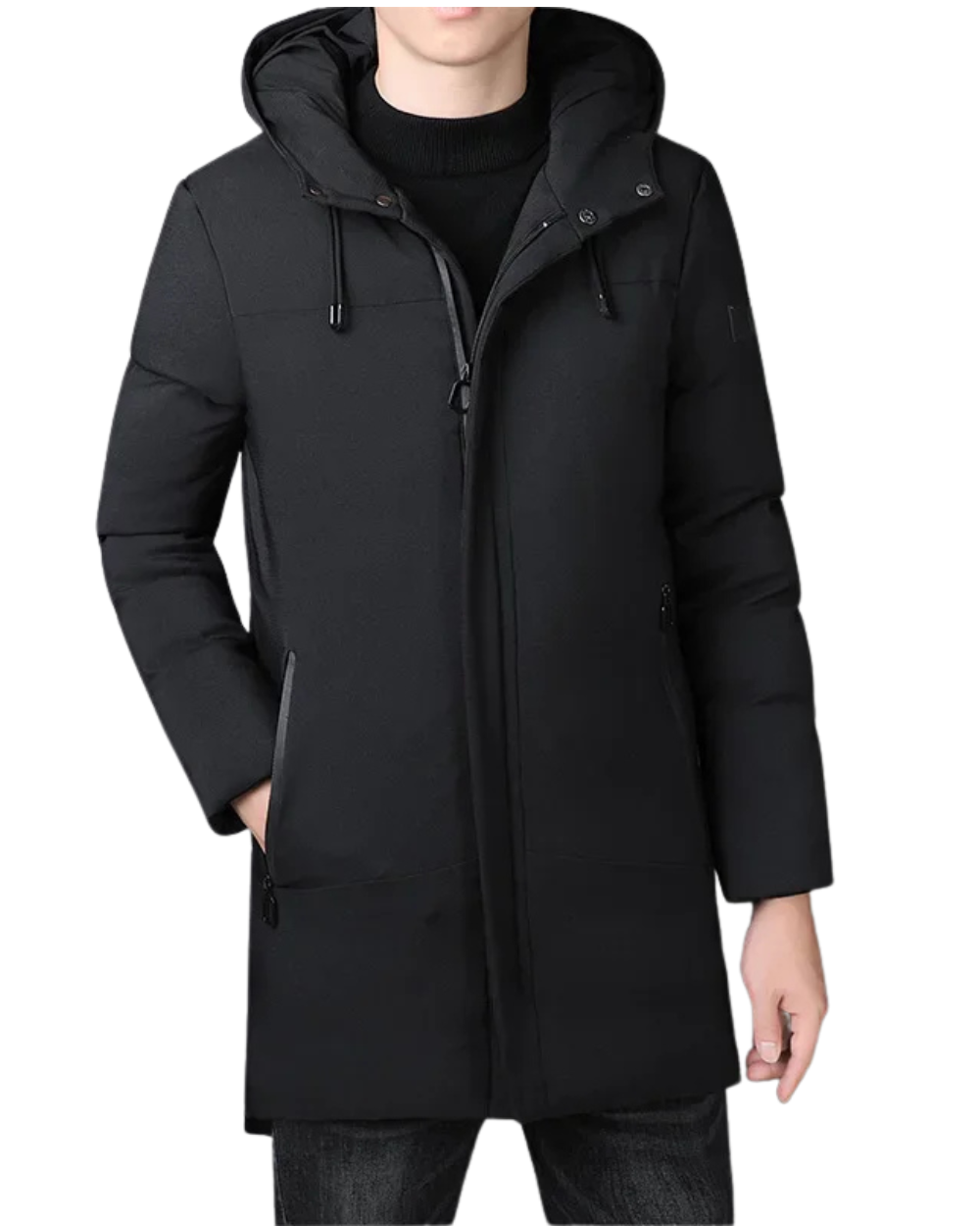 Elegant Long Men's Jacket with Long Sleeve