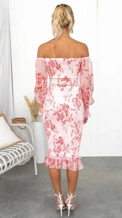 Kendall | Women's Luxe Midi Dress (Almost Sold Out) with Ruffle Detail