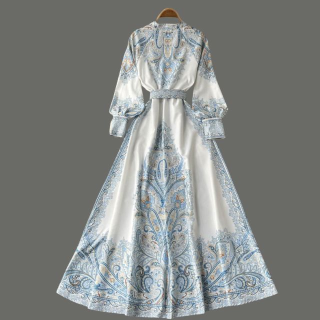 Women's Floral A-Line Maxi Dress with Belt