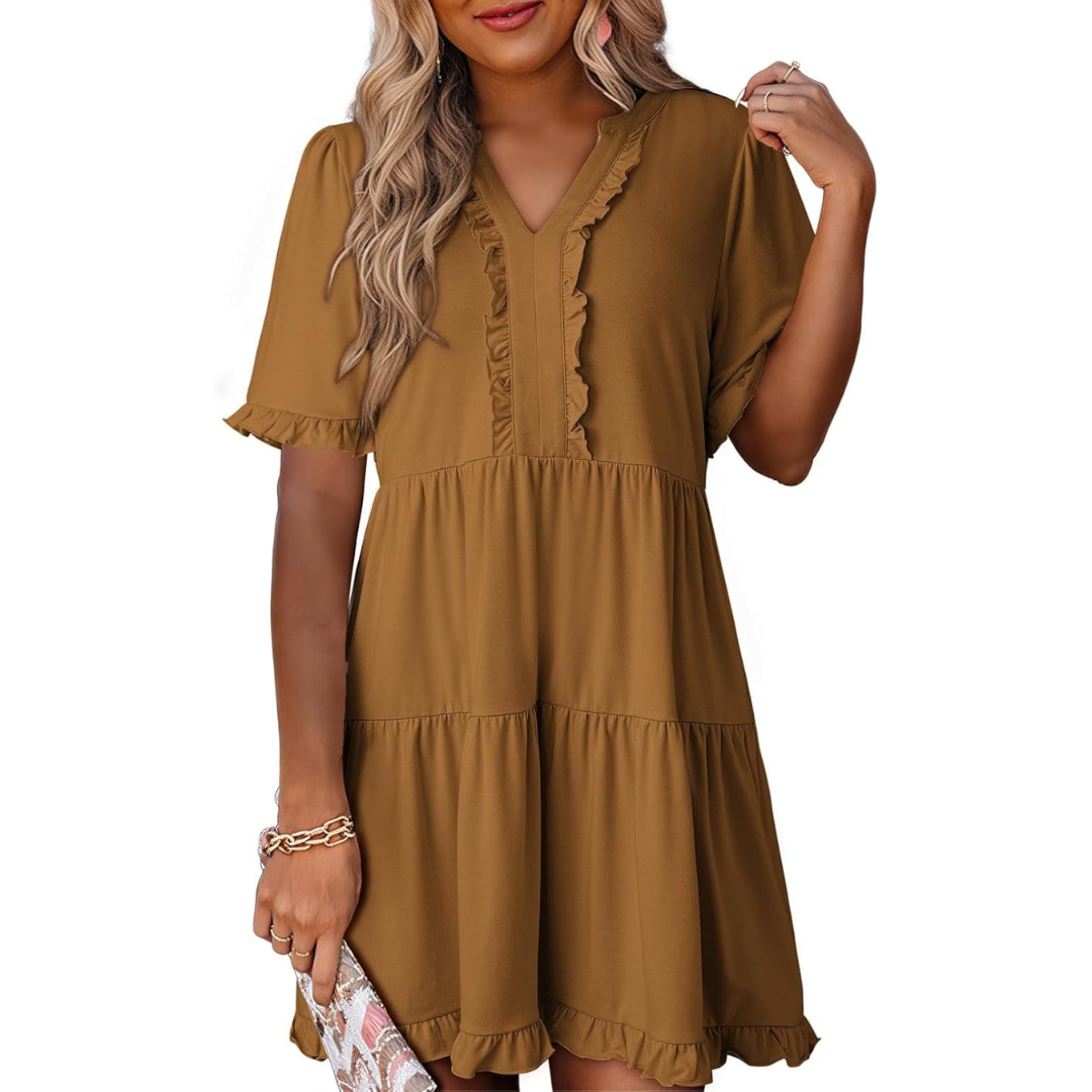Shaila | Women's Relaxed Casual V-Neck Mini Dress