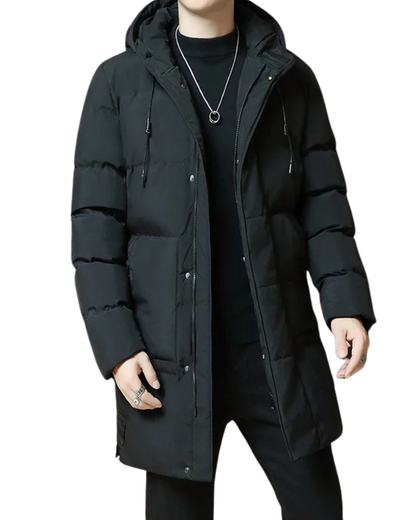 Men's Elegant Long Winter Jacket with Long Sleeve