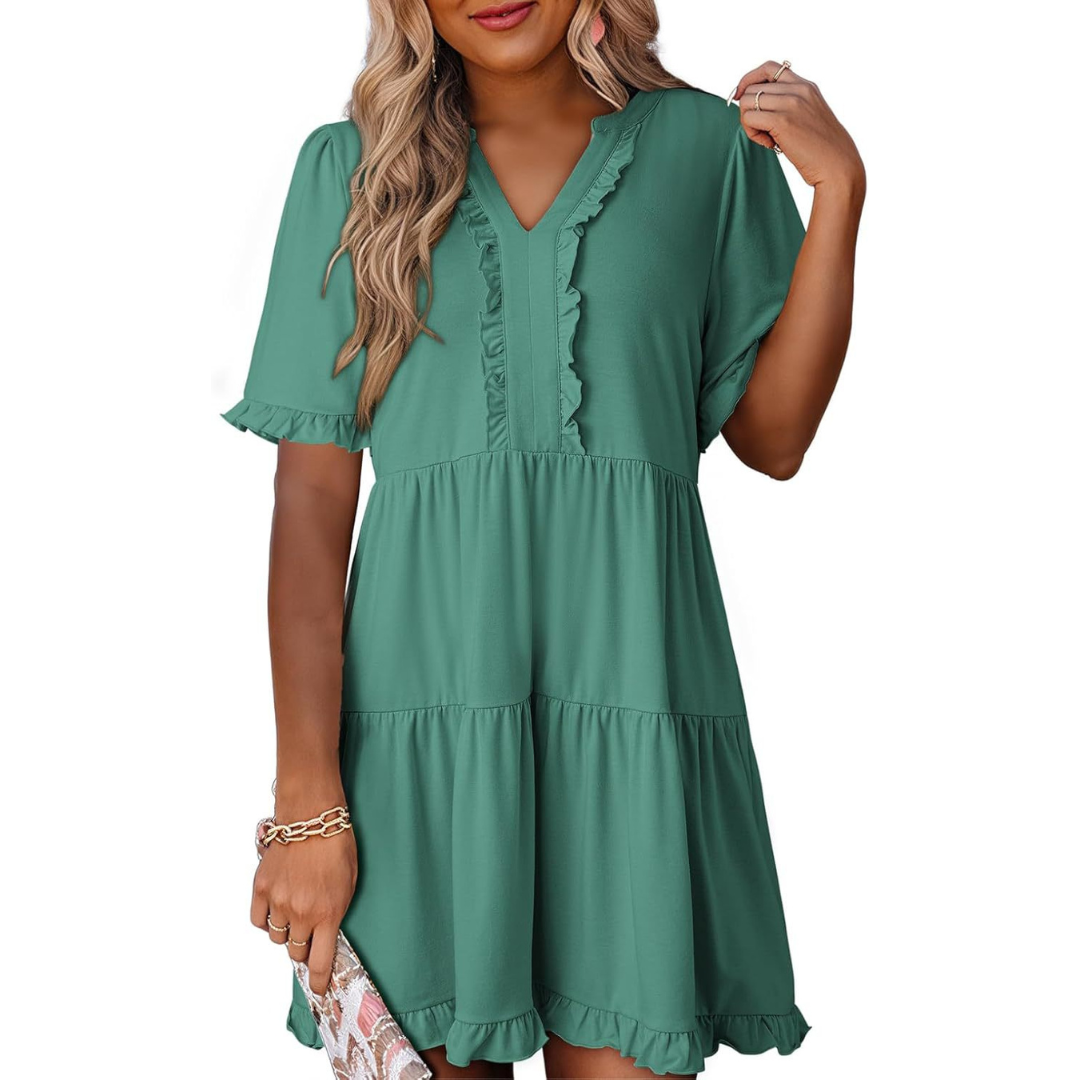 Shaila | Women's Relaxed Casual V-Neck Mini Dress