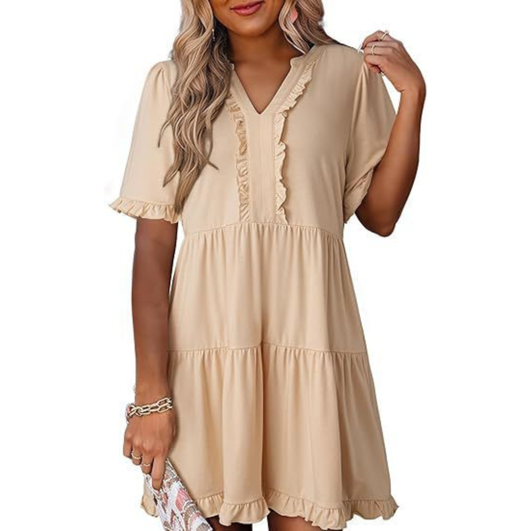 Shaila | Women's Relaxed Casual V-Neck Mini Dress