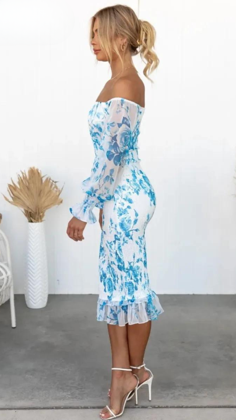 Kendall | Women's Luxe Midi Dress (Almost Sold Out) with Ruffle Detail